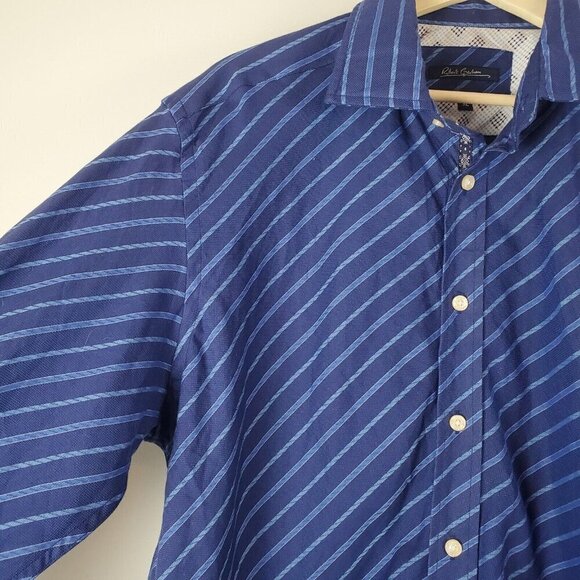 Robert Graham Shirt Mens XL Flip Cuff Blue Check Long Sleeve Button Up Cotton - Picture 11 of 15